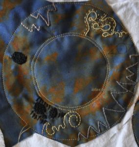 overdyed rust cotton sample stitch