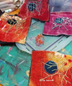 embroidery with naturally dyed threads